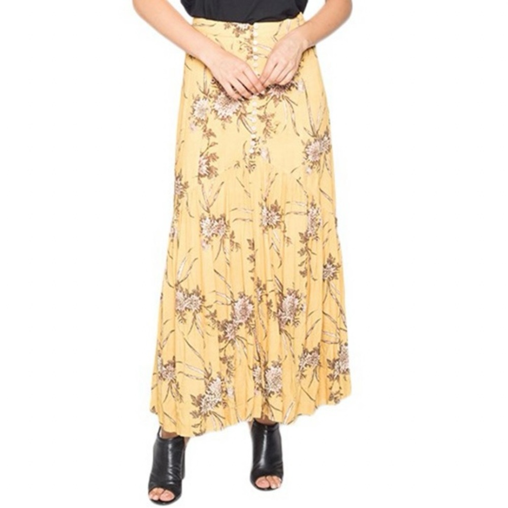 Lira Yellow Floral Maxi Skirt